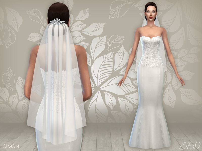 Wedding dress 02 and veil for The Sims 4 by BEO